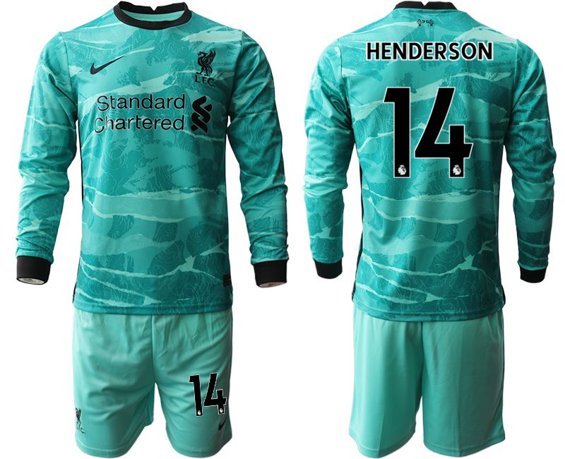 Men 2020-2021 club Liverpool away long sleeves #14 green Soccer Jerseys
